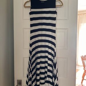 Vince Camuto Navy and White Striped Sleeveless Midi Dress Petite XXS Like New